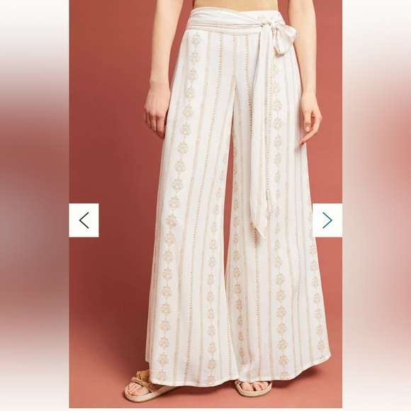 FARM Rio Pants - NWOT Anthropologie Farm Rio Everly Tie Front Waist Wide Leg Summer Beach Pants M